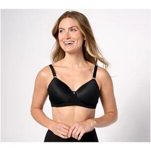 Breezies T Shirt Bra Size 40D Smooth Perfection Wirefree Black Everyday Wear NEW